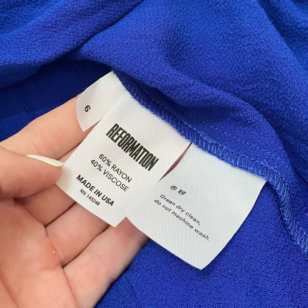 NWT Reformation Westport high low v-neck dress size 6 cobalt blue BRAND NEW - Picture 6 of 6
